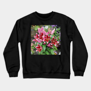 Red Wet Lilies Crewneck Sweatshirt